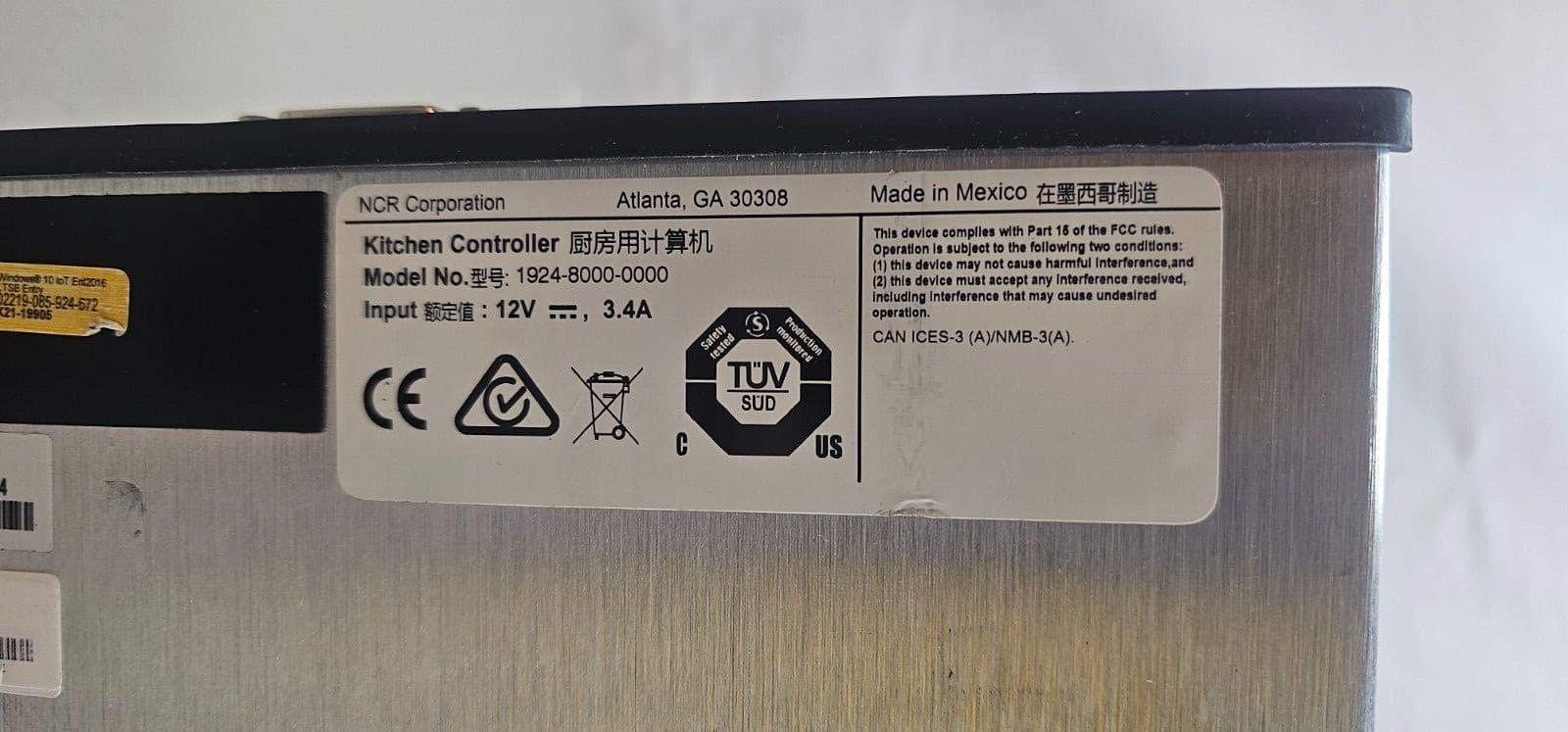 New NCR KC4 Kitchen Controller w/ 1.6Ghz Dual Core, 8GB DDR3, 64GB SSD, W10-E 6