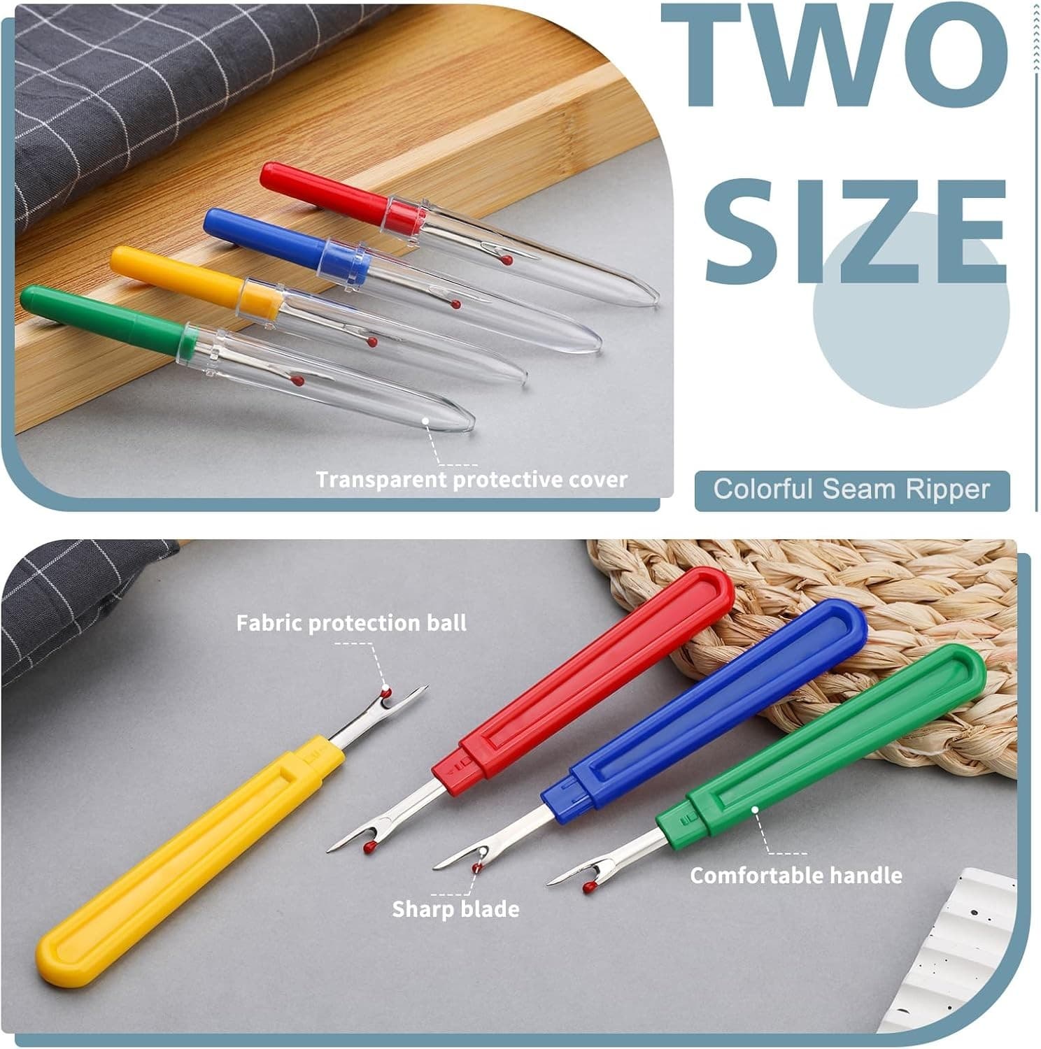 ZMAAGG Seam Ripper, 4 Big and 4 Small Stitch Remover Tools, Seam Rippers for 2