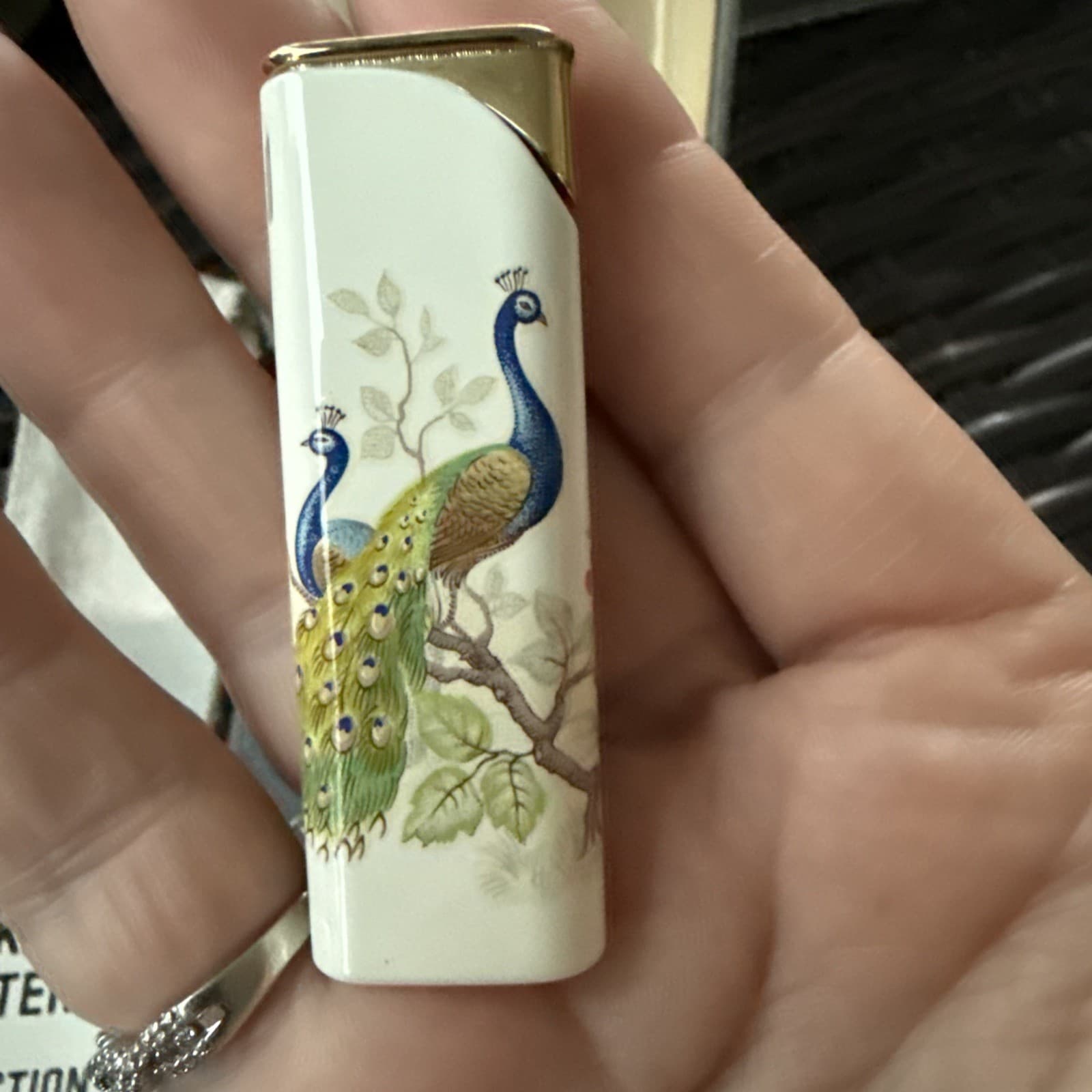 Rare Vintage Colibri Lighter Enameled Peacock With Case 4