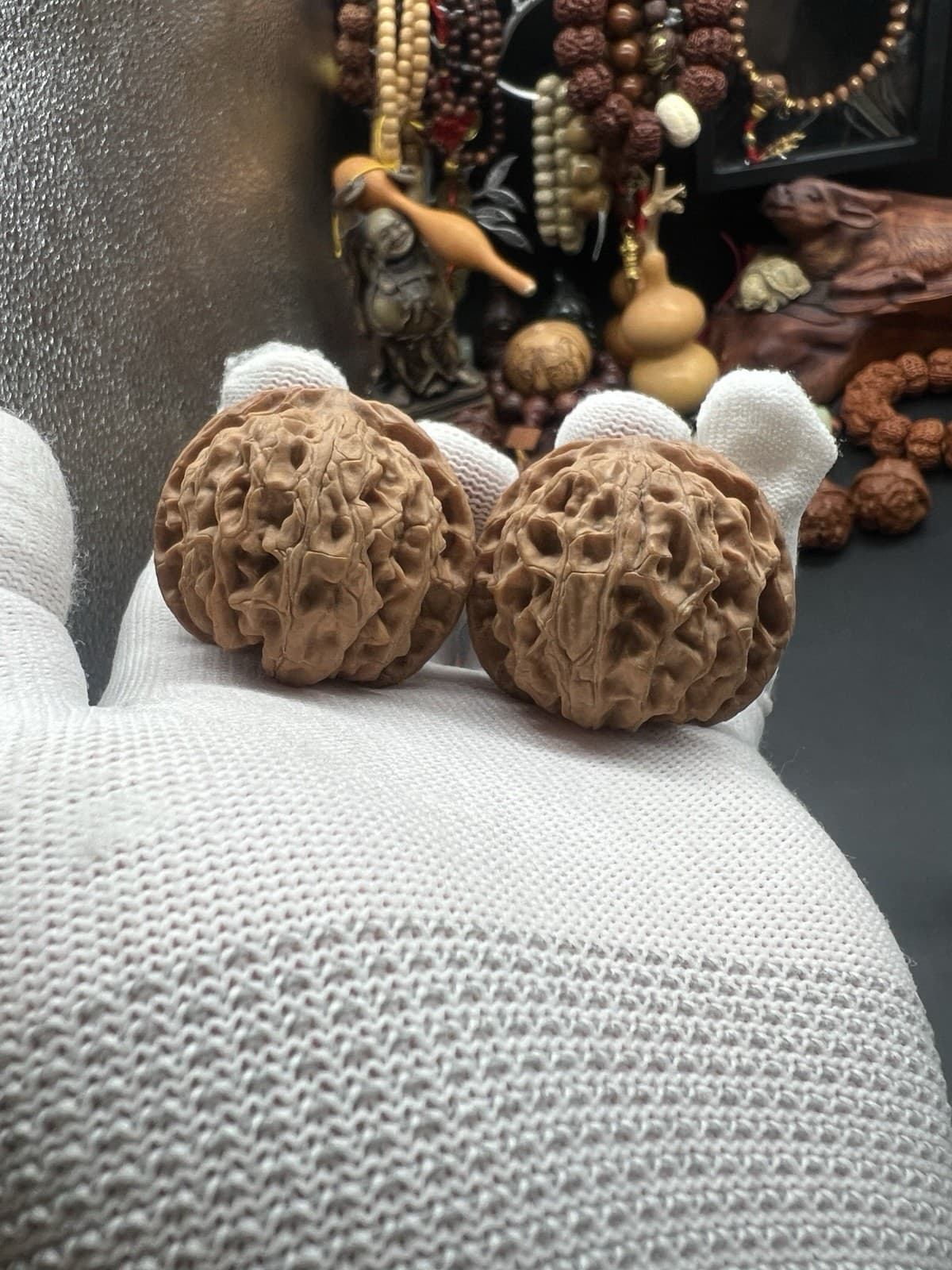 Pair of  Match Chinese Health Walnut 43×43×37mm 精配文玩核桃~全品大苹果园🍎 2