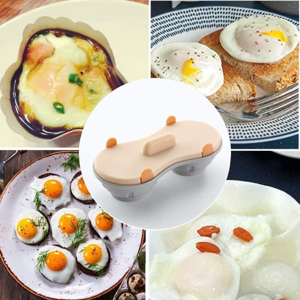 Egg Poacher Microwavable, Egg Steam with Measure Cup Dishwashable, Egg Maker Poa 2