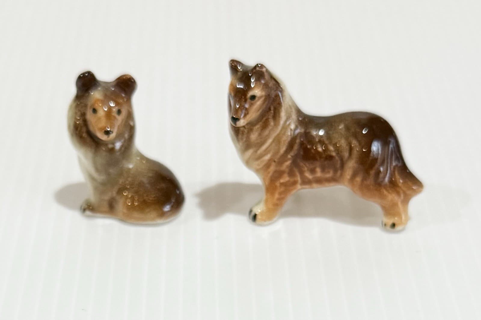 Vintage COLLIE Miniature Porcelain Bone China Dog Family Lot Of 5 6