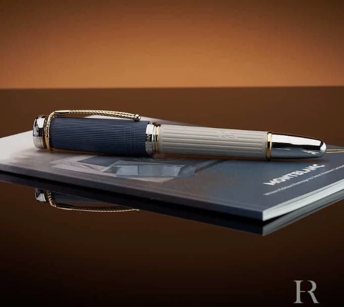 Perfect Jane Austen Piston Inking Series Blue-white Color Fountain Pen No Box 5