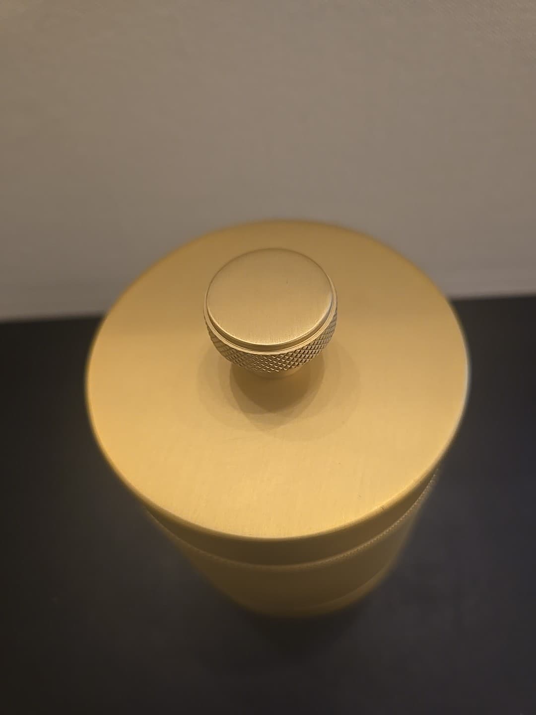 Restoration Hardware Lambeth Knurled Small Canister Lacquered Burnished Brass 2