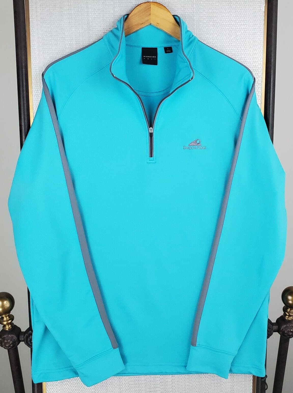 DUNNING x SHADOW RIDGE Size Large Turquoise 1/4 Zip Performance Pullover Golf 6