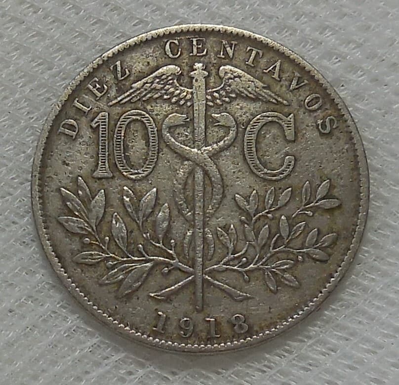 1918 BOLIVIA 10 CENTAVOS COIN 2