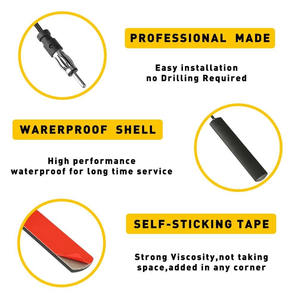 Hidden Amplified Antenna Stereo Kit AM/FM Radio Universal for Car Motor 118Inch 4