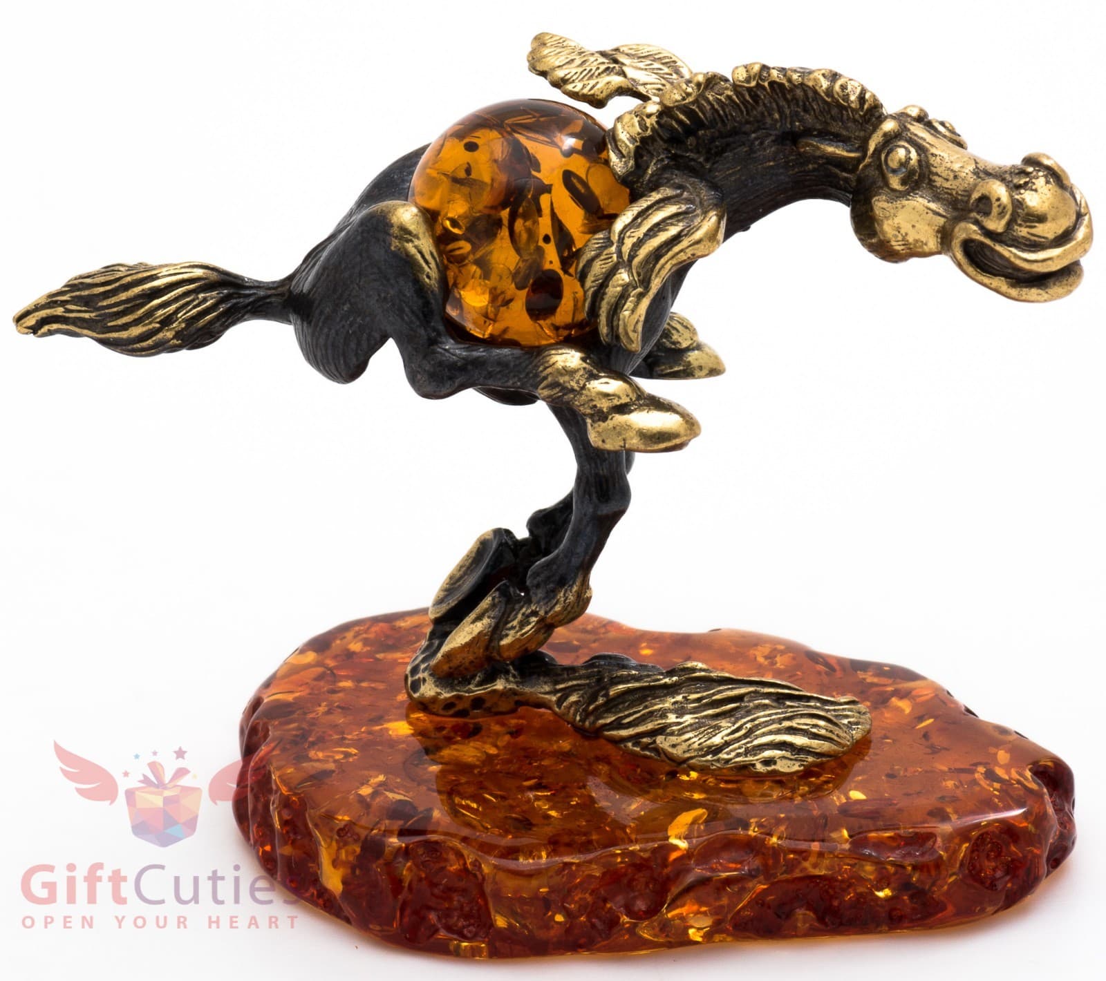  Solid Brass Amber Figurine of Pegasus Horse IronWork 4