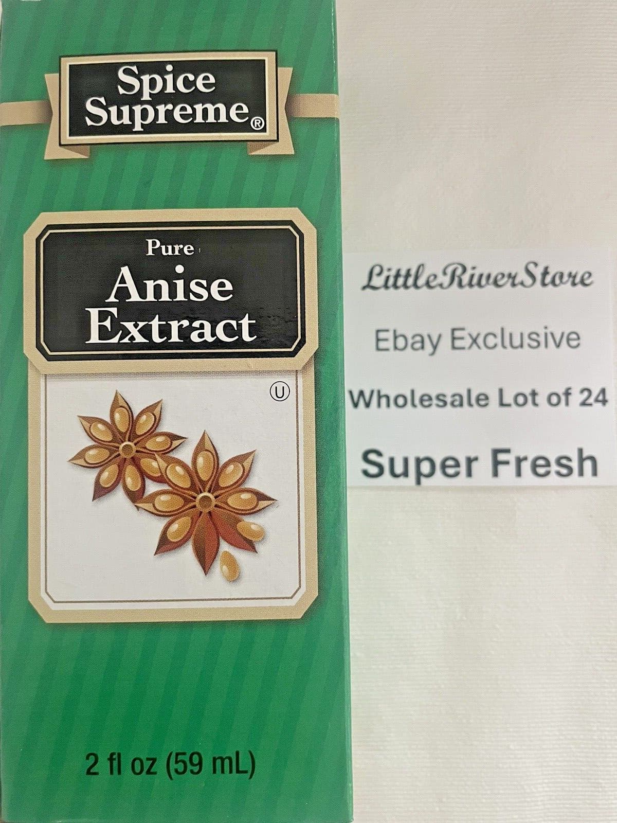 Lot of 24 Spice Supreme Pure Anise Flavor Extract 2 oz Super Fresh USA md   2027 2