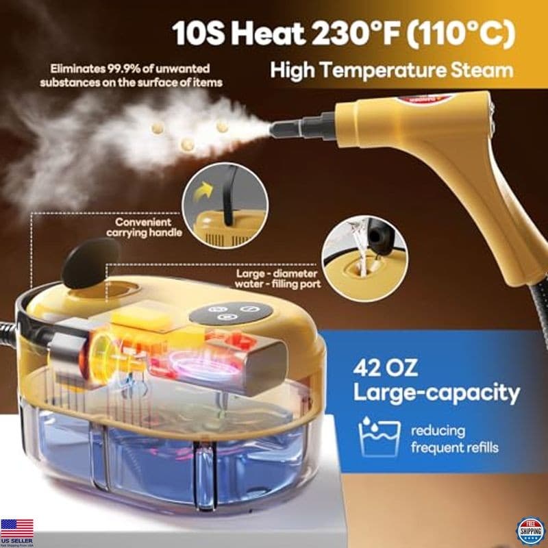 Powerful Handheld Steam Cleaner - 10s Rapid Heat 15-in-1 High Pressure Steamer 2