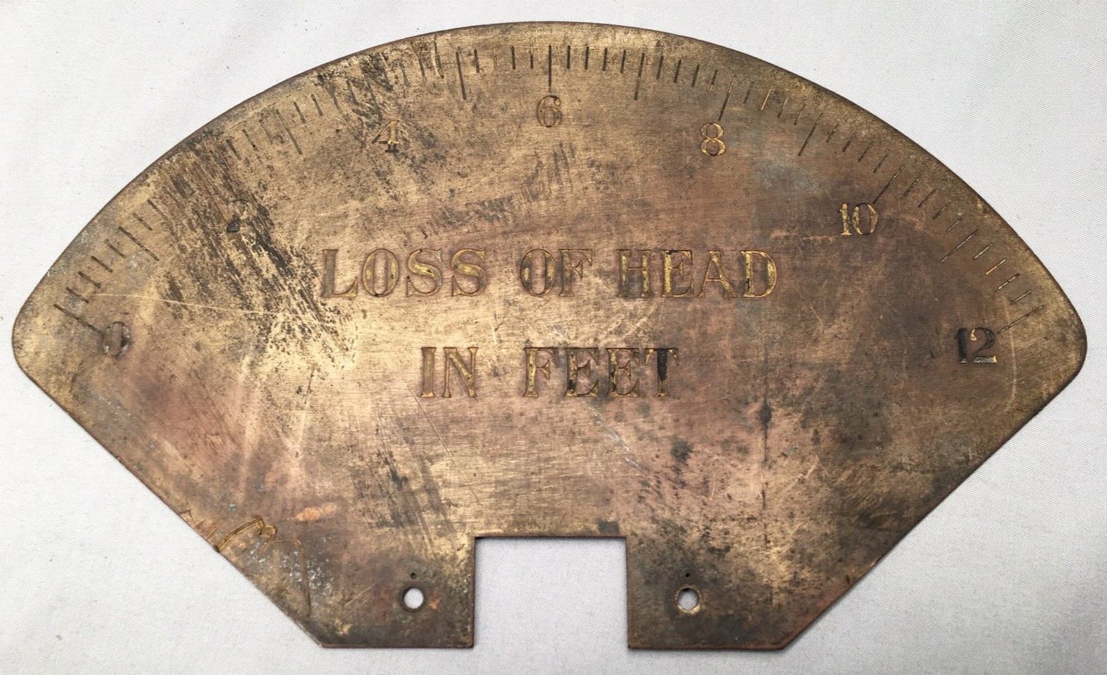 Hydro Fluid Brass Gauge Plate Loss of Head in Feet for Gravity Water Tower? Vtg