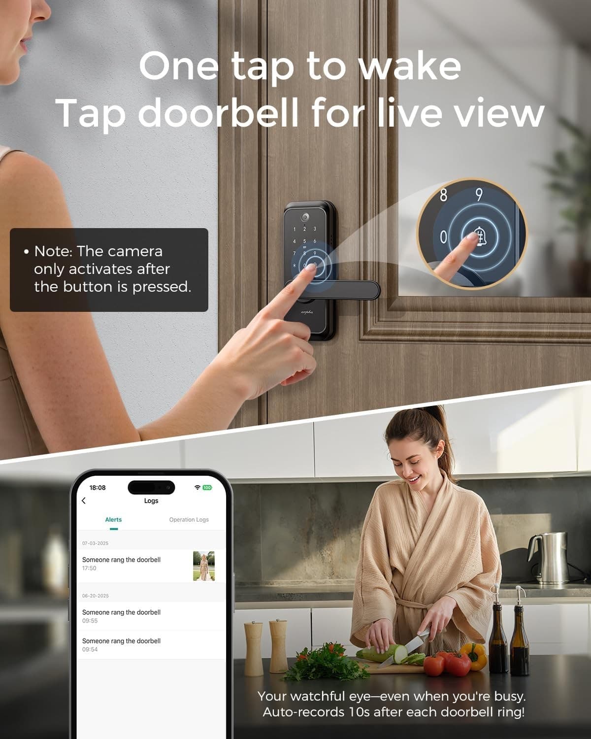 LNDU Keyless Smart Door Lock Fingerprint Wi-Fi APP Video Camera 2-Way Audio IP65 4