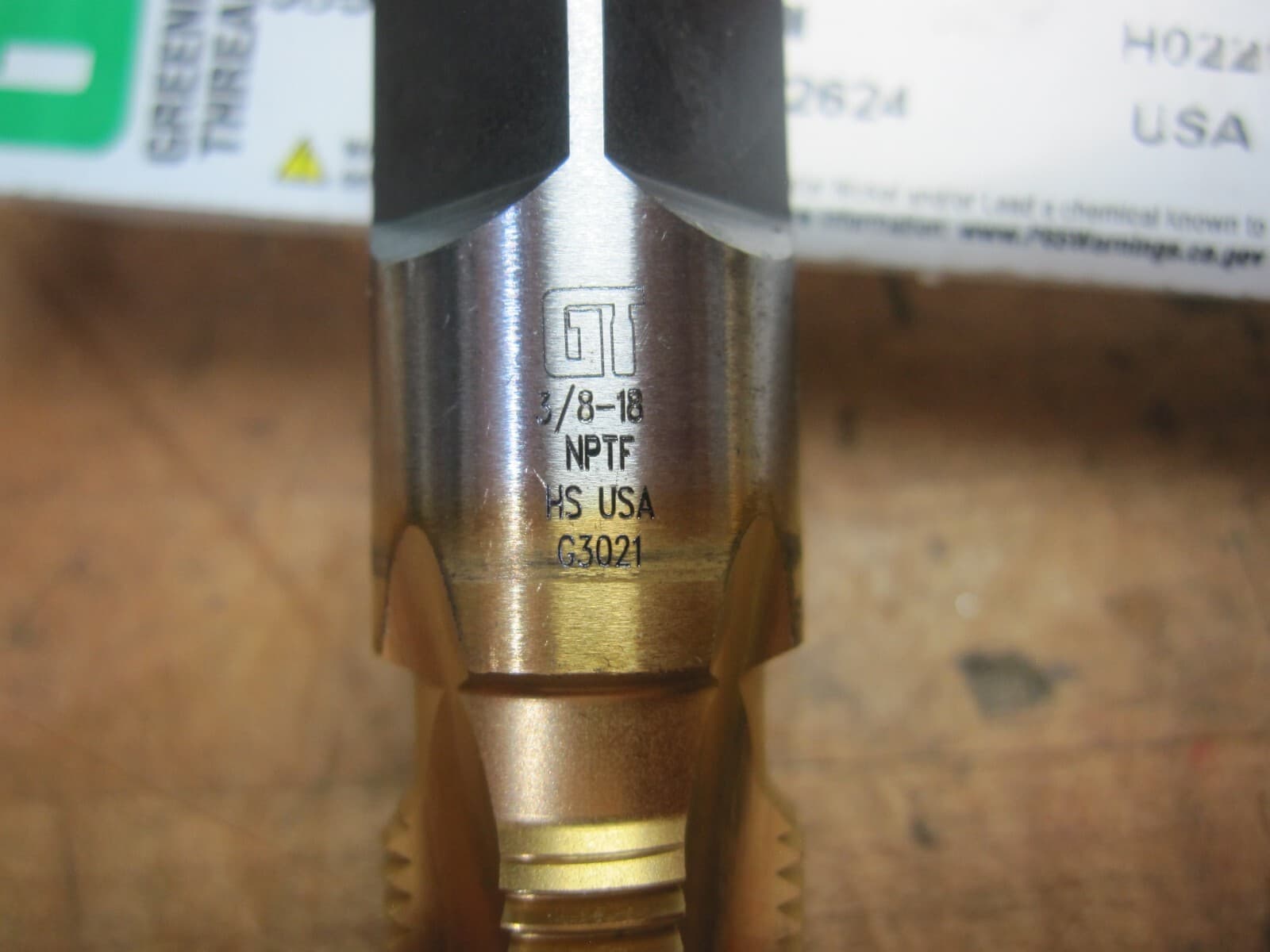 GT G3021 3/8"-18 NPTF HS TN 4 straight flute conduit/pipe tap 3