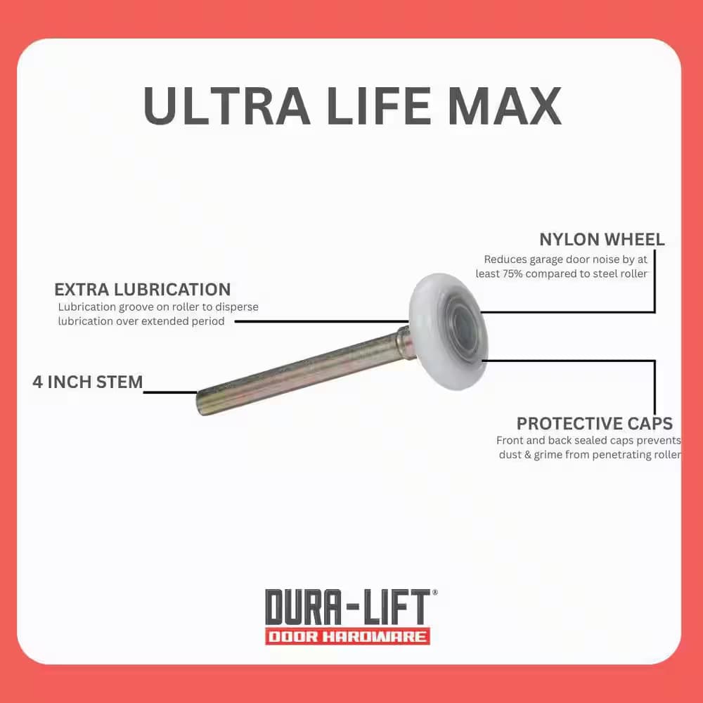 Ultra-Life Max 2 In. Nylon Garage Door Roller with Sealed 6200ZZ Bearing and 4 I 2