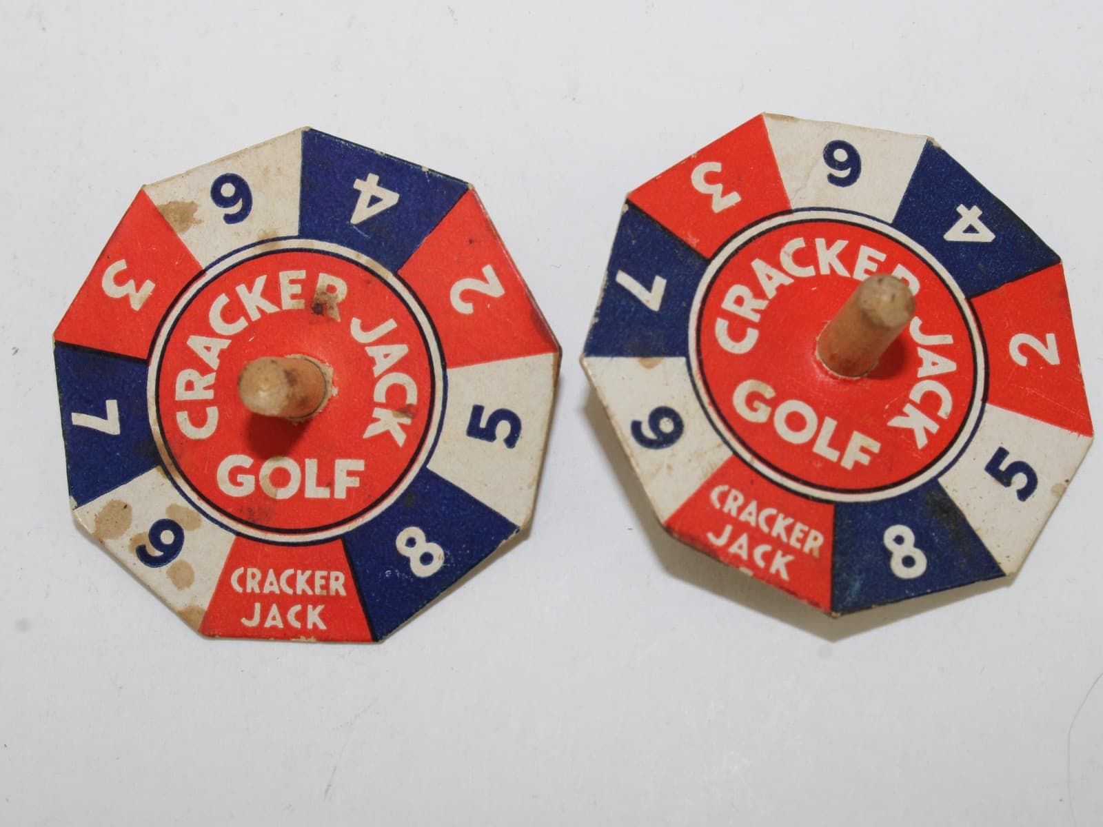Pair of Rare 1920's Cracker Jack Golf Spinning Cardboard Prize Game 4
