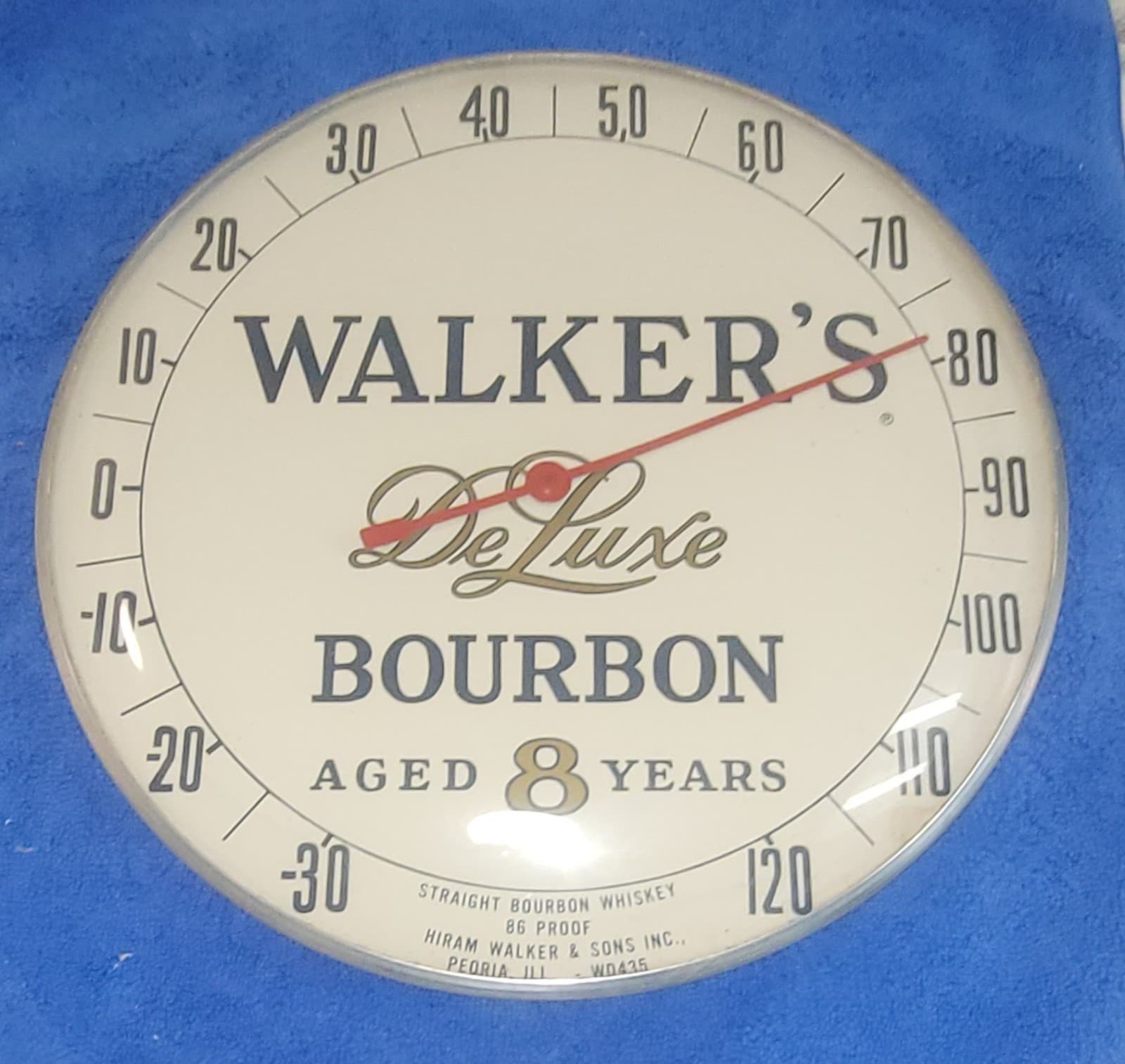 Vintage WALKERS Deluxe Bourbon Bubble Glass "working" Thermometer Sign 1960s 2