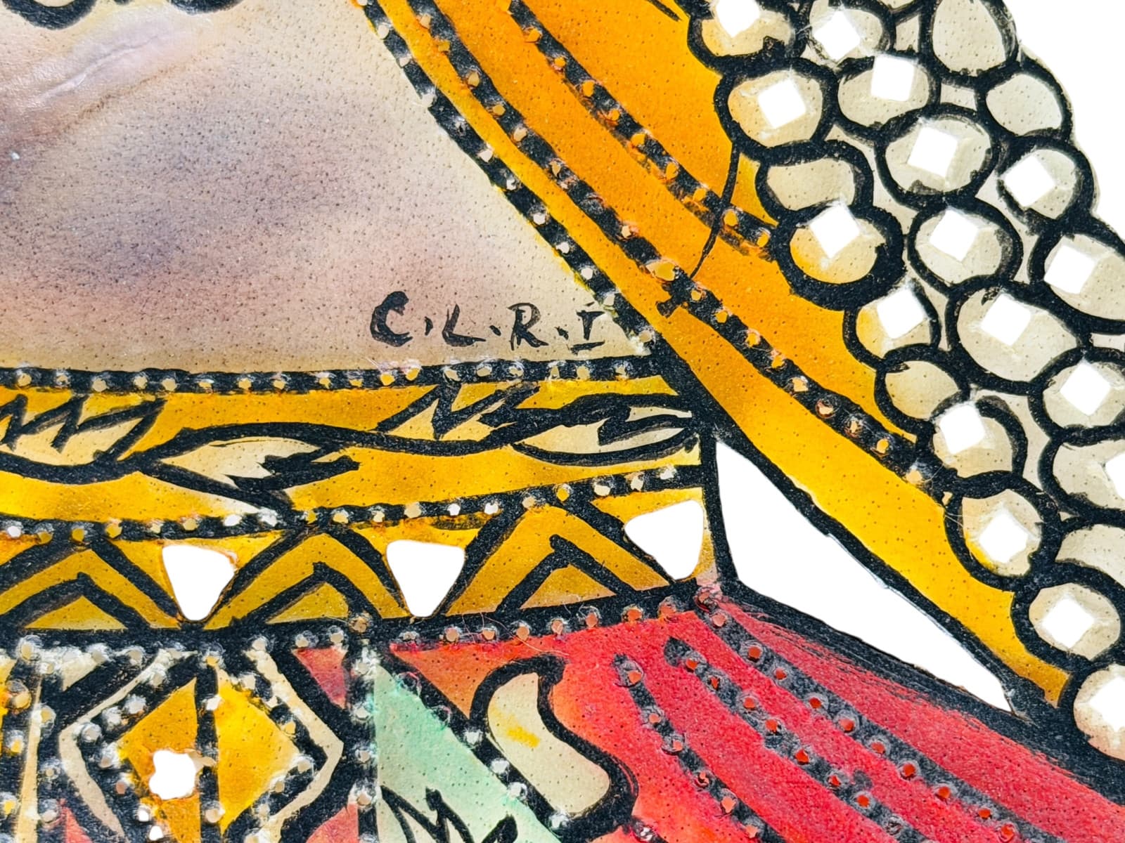 LORD KRISHNA LARGE SHADOW THEATRE PUPPET RARE Hindu God Vishnu 23" Leather CLRI 4