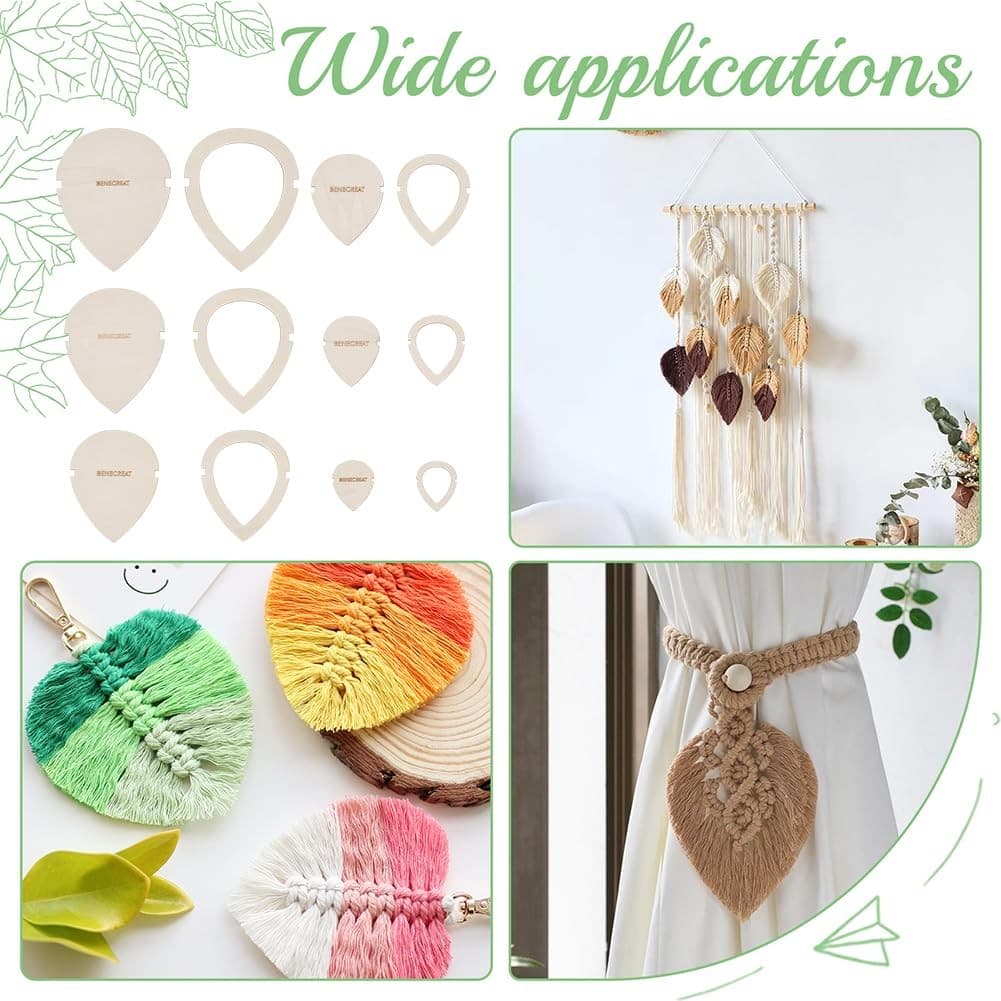 12Pcs Leaf Macrame Cutting Molds Wood Macrame Leaf Cutting Template Macrame F... 6