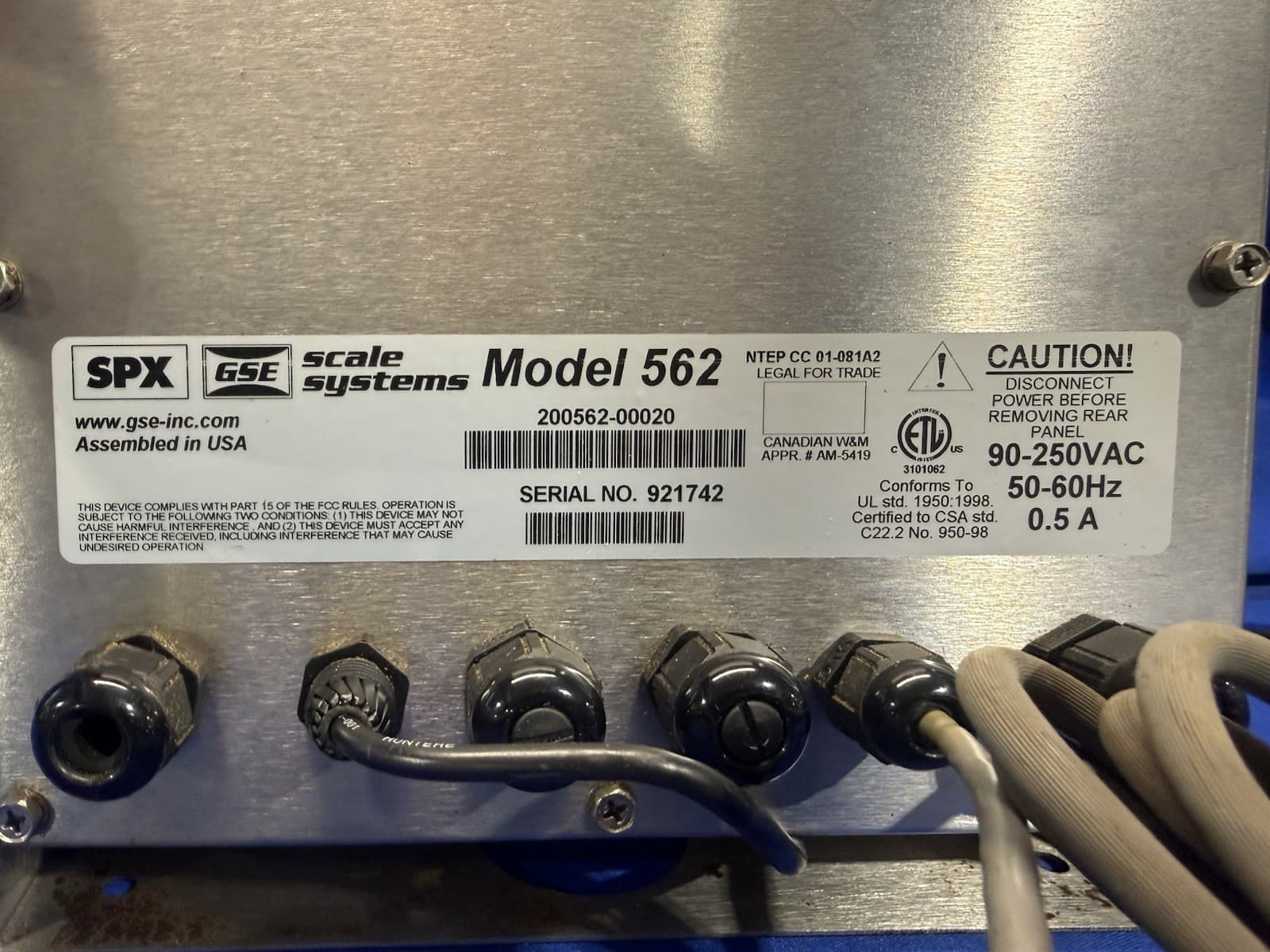 GSE Scale Systems 562 Display 200562-00020 with Rice Lake Weighing Scale - Read 5