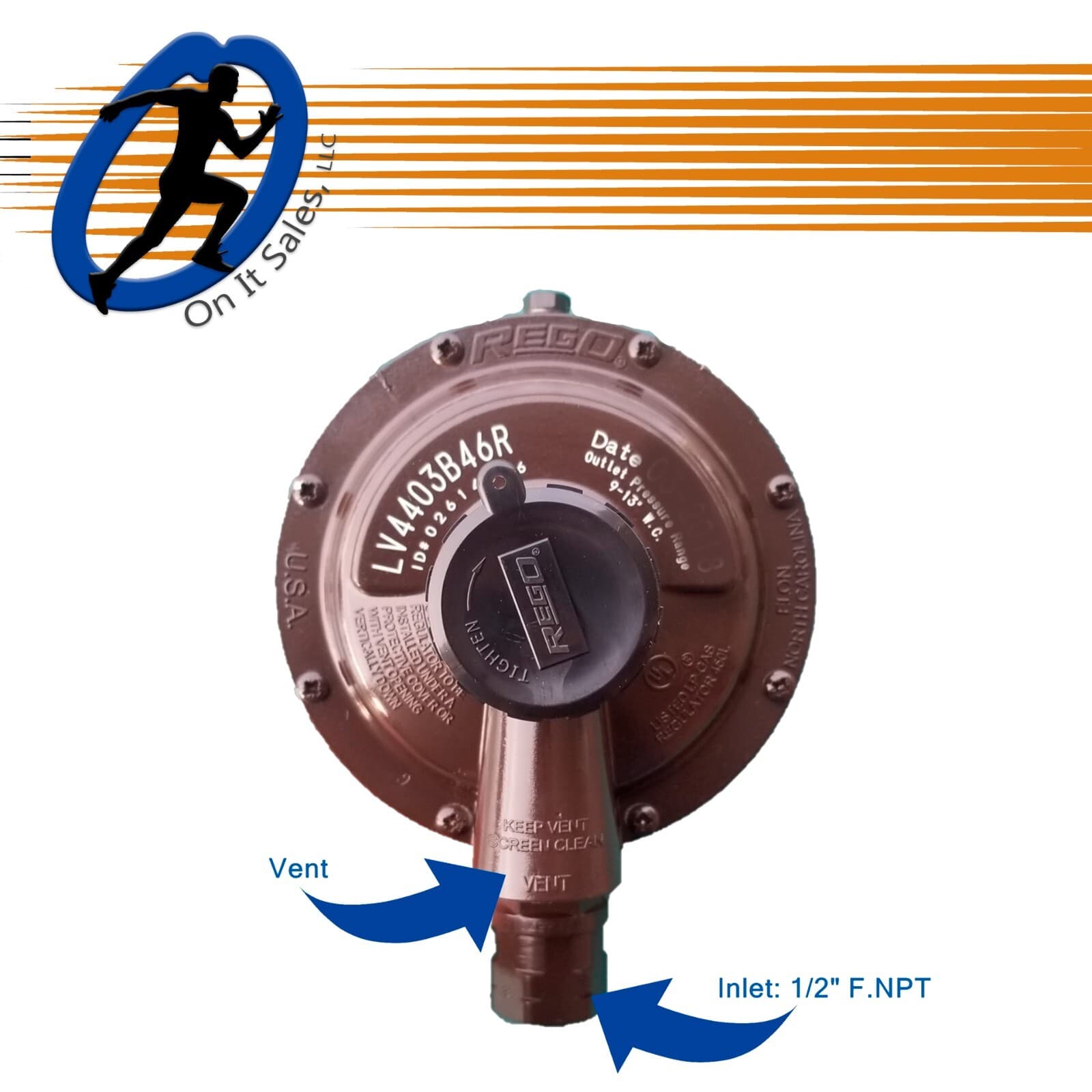 Rego Regulator LV4403B46R Low Pressure 2nd Stage 1/2" F.NPT x 3/4" F.NPT 2