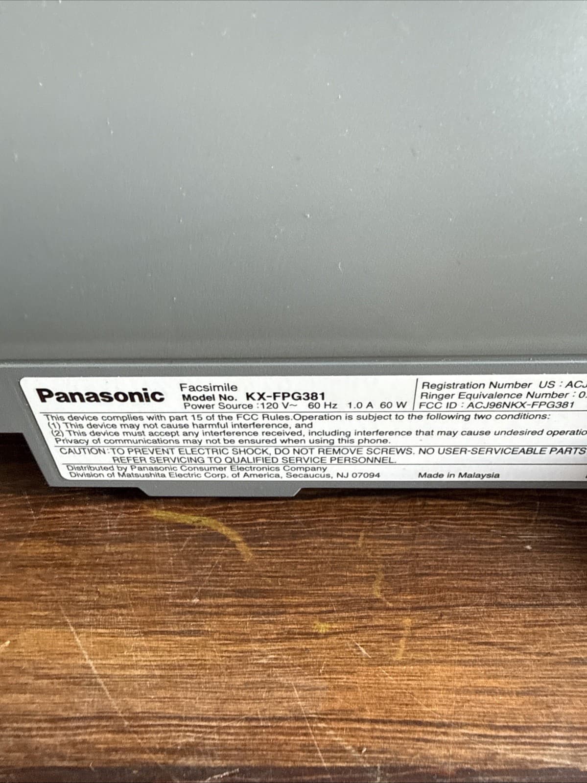 Panasonic Multitalk Expandable To 8 Fax & Copier Model KX-FPG381 Power Tested 5