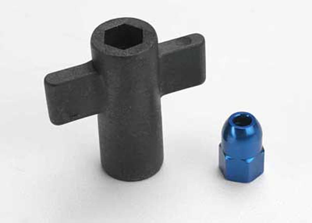 Traxxas 5526 - Aluminum Antenna Crimp Nut, Blue & Tool, Jato