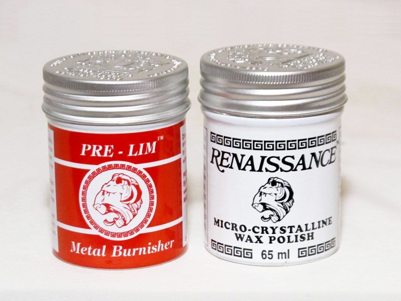 Combination of Pre-Lim Surface Cleaner & Renaissance wax, 65 ml Cans