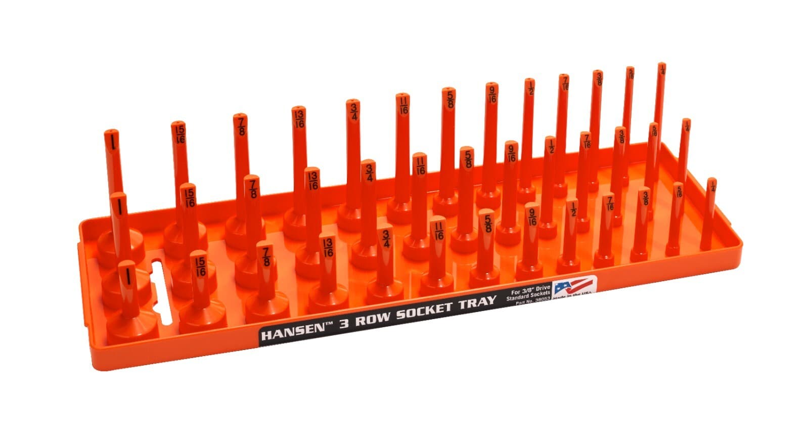 Hansen 3 Row Socket Organizers|Tool Tray Holders|1/4" 3/8" 1/2"|Orange&Grey|USA 5