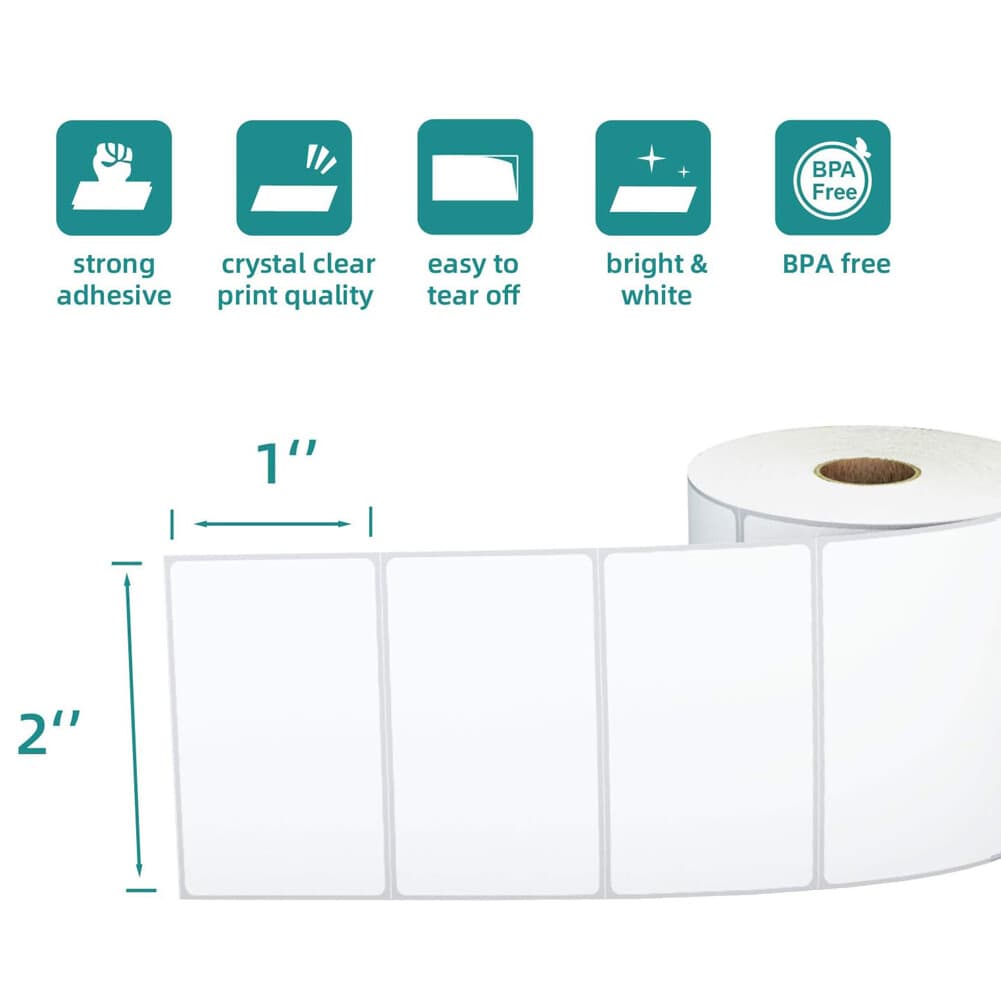 2"x1" Direct Thermal UPC Barcode FBA Labels 1300/Roll for Zebra & Rollo Printers 2