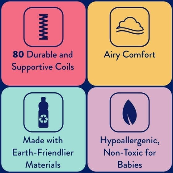 800 Extra Firm Ultra Deluxe, 80 Coil Baby Crib and Toddler Mattress, White 3