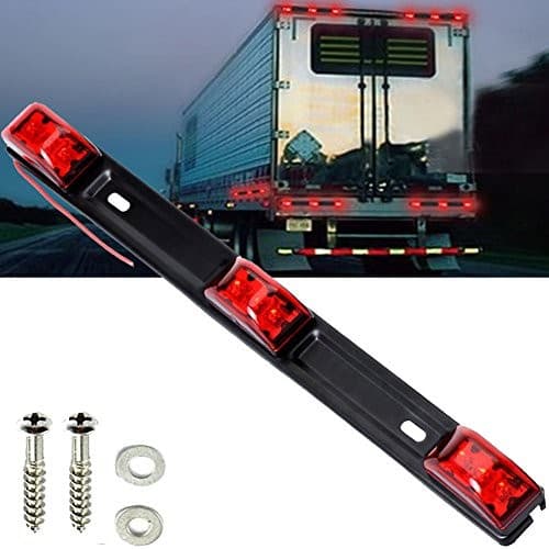  15" Black stainless Steel 3 Lights 9 LED Identification Light Bar - 1 Pcs Red 6