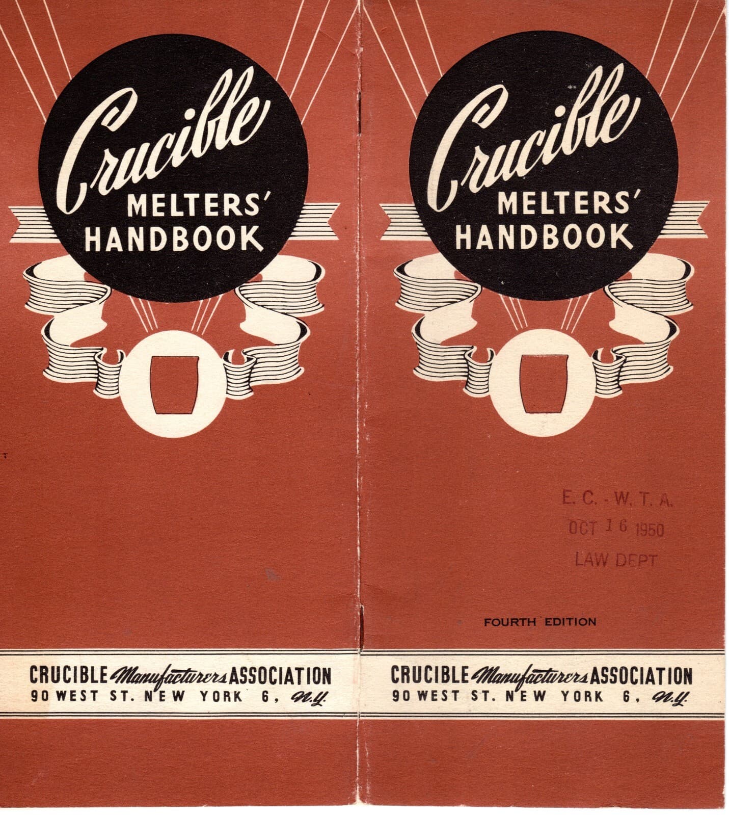 CRUCIBLE MELTERS' HANDBOOK - CRUCIBLE MANUFACTURING ASSOC. - 1940's