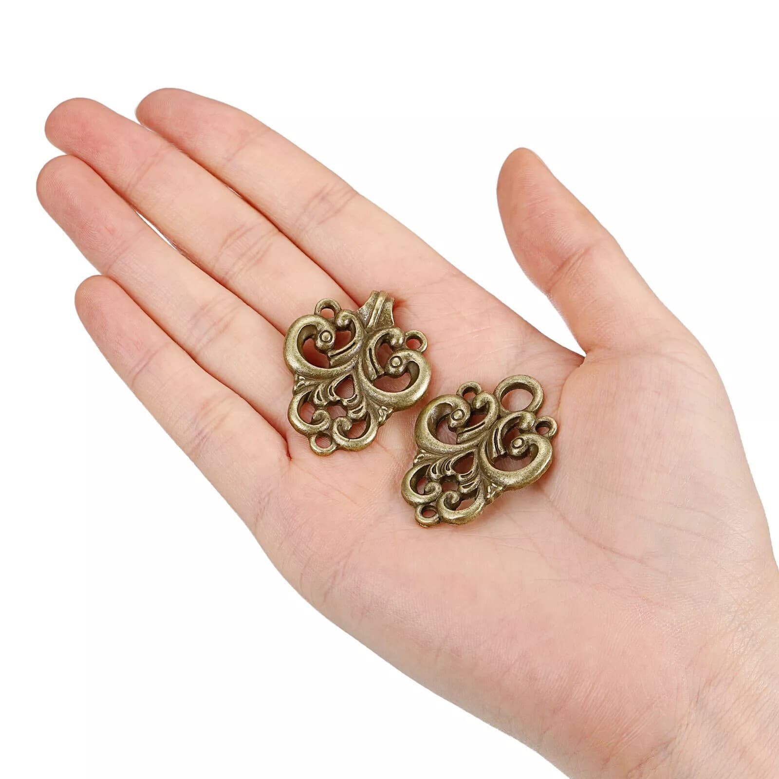 Cloak Clasp, 4 Pairs Vintage Flower Cape Clasps Sew On(Bronze) 6