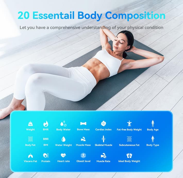 YOUSA Digital Scale for Body Weight High Accuracy Digital Smart Scale LED 5