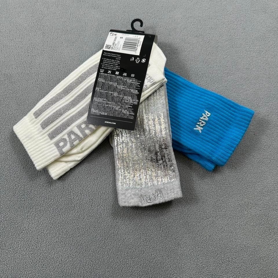 NWT Adidas x IVY PARK Beyonce M Socks 3 Pack Logo Originals Blue White Grey