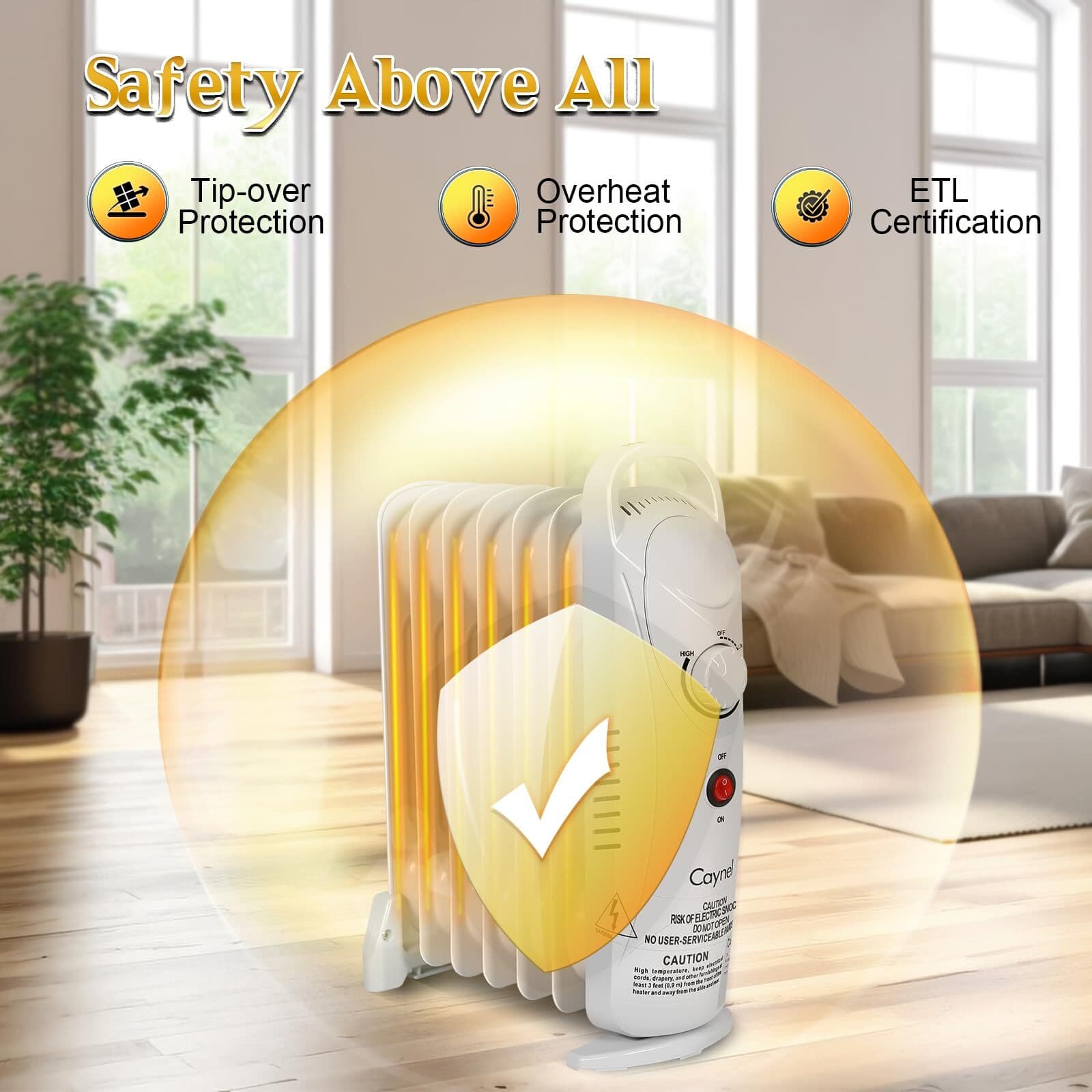 7-Fin Electric Indoor Space Heater Quiet Portable Room Heater with Thermostat 5