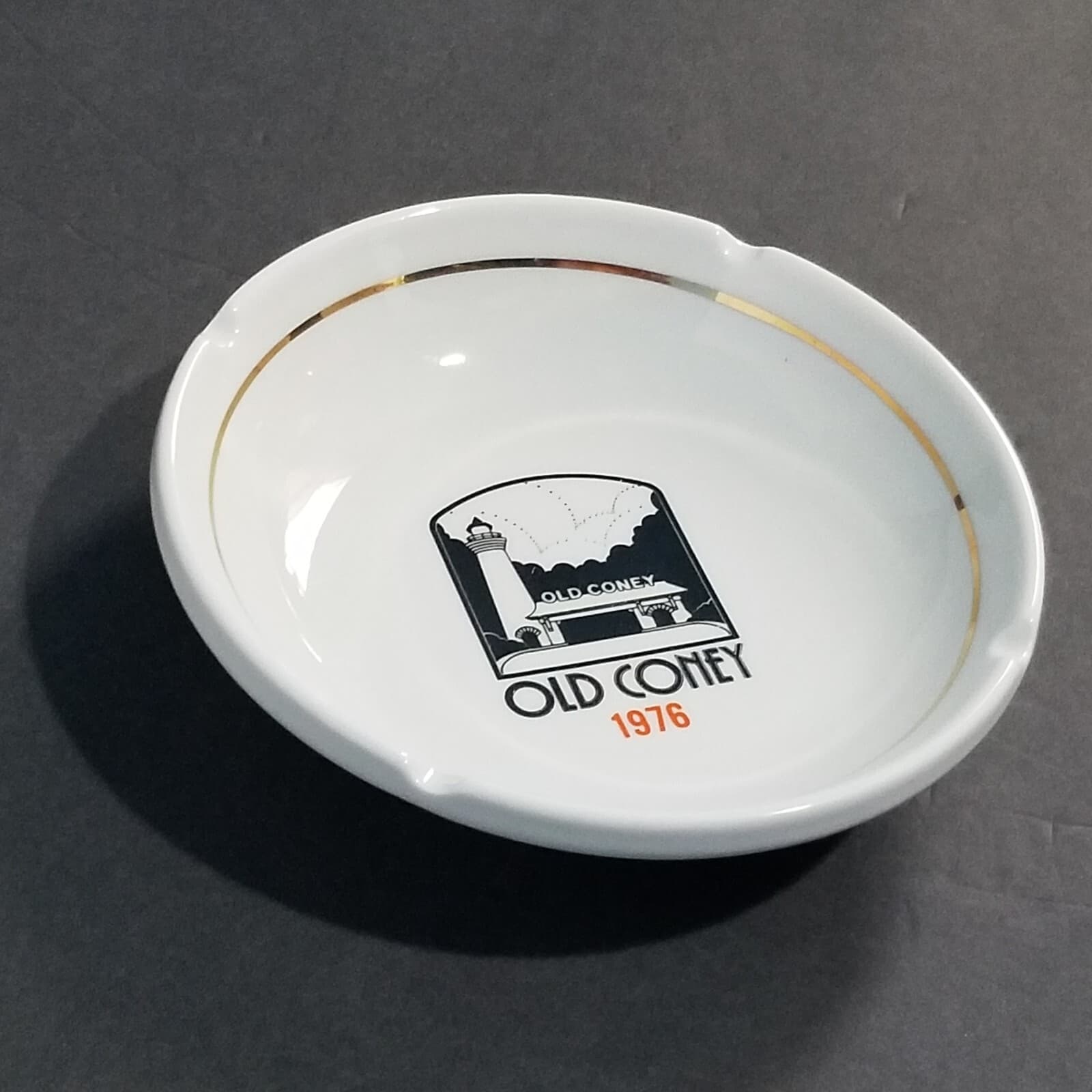 Vintage Cincinnati Ohio 1976 Old Coney Ashtray 7 Inch Round Ceramic  4