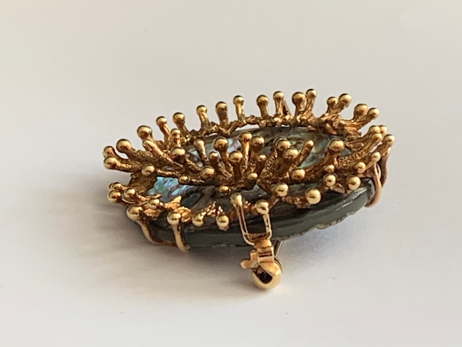 9ct Gold & Natural Abalone Shell Brutalist Brooch 6