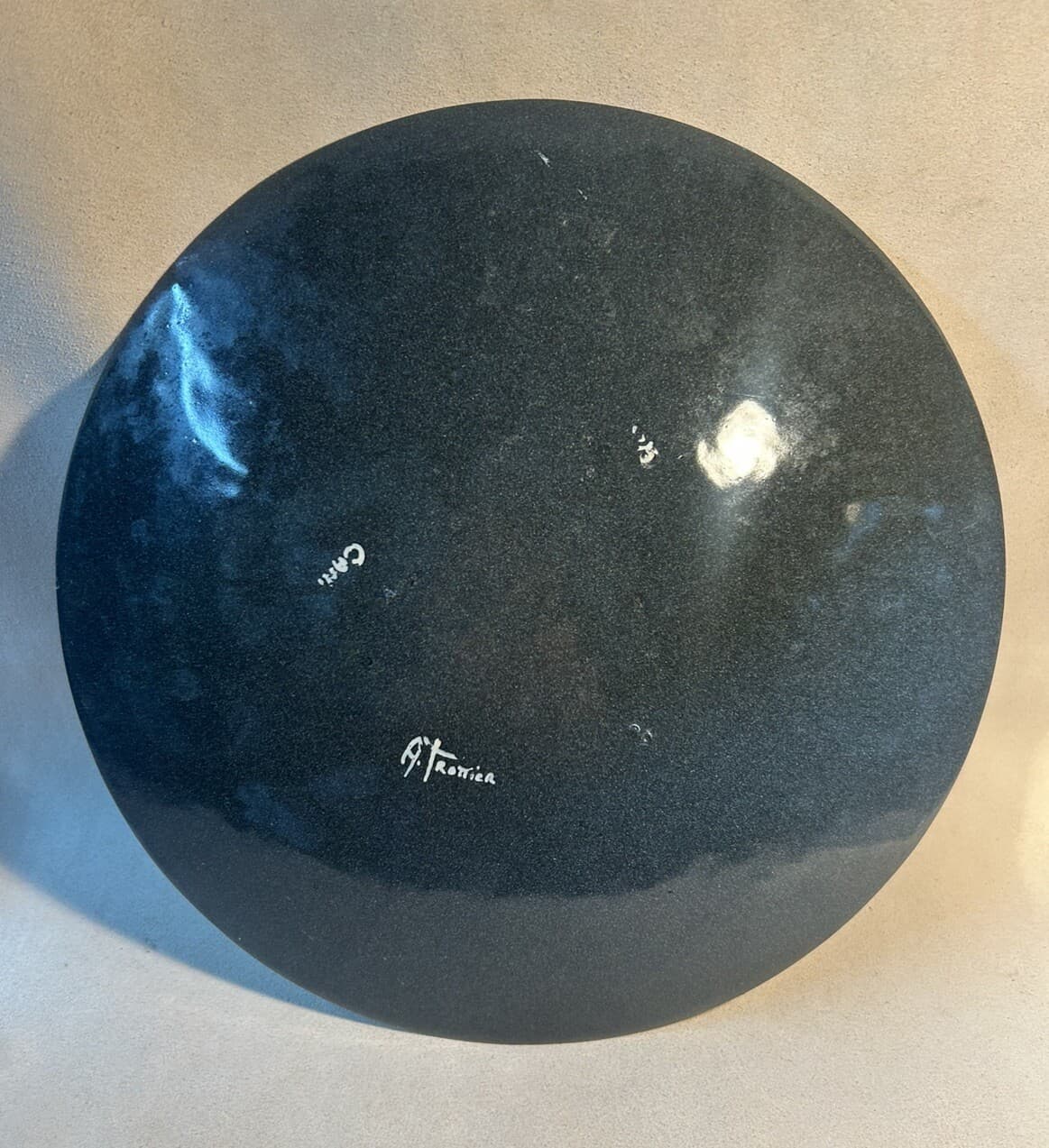 VTG MCM Anita Trottier Signed Enamel On Copper Plate 9.75” Quebec Canada 6