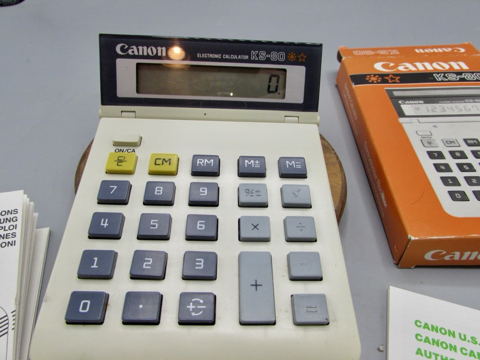 Canon KS-80 Solar Calculator With Instruction Manual & Original Box Display Elev 3