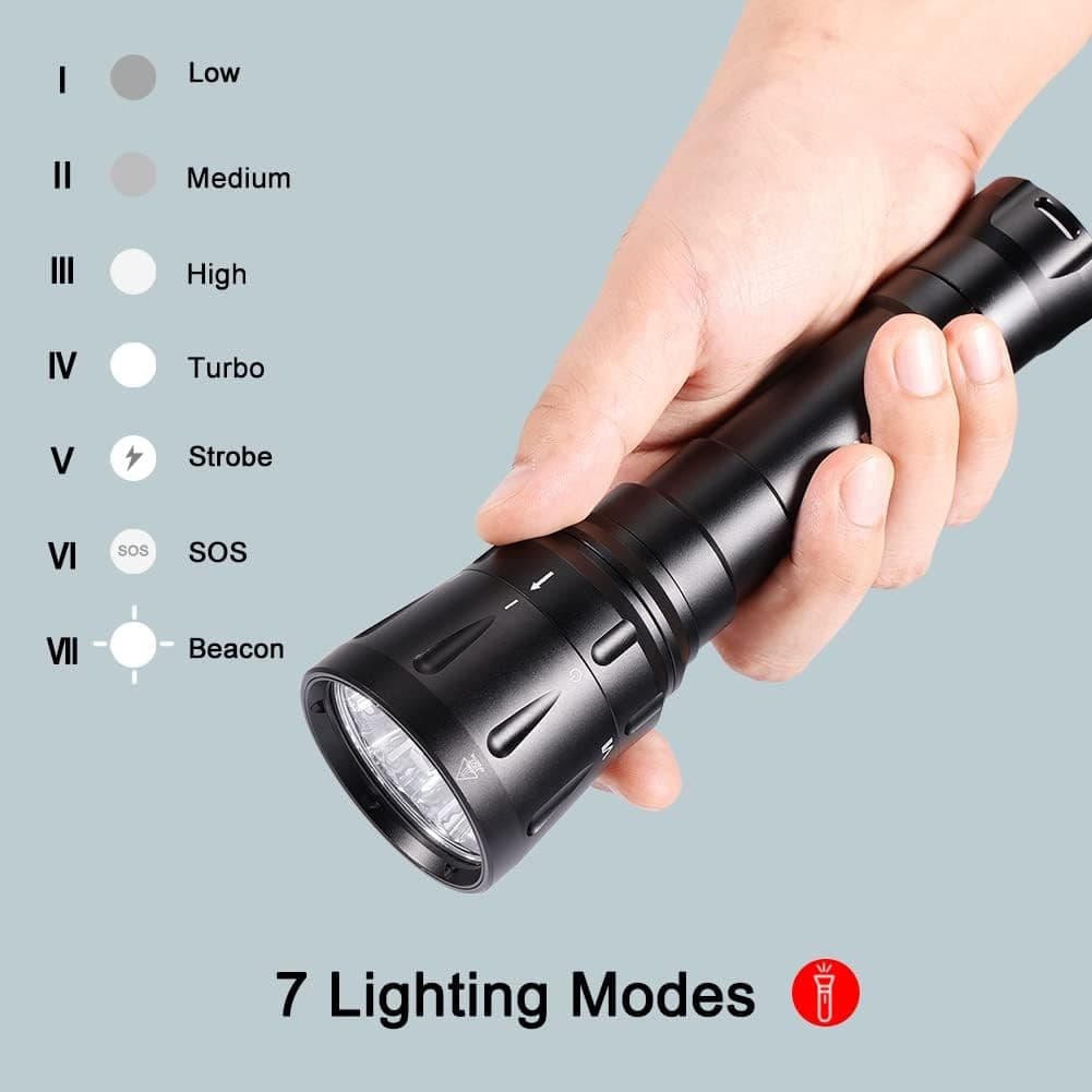 APLOS AP120 Dive Light, 12000 Lumen, Underwater 492ft, Scuba Diving Flashlight 5
