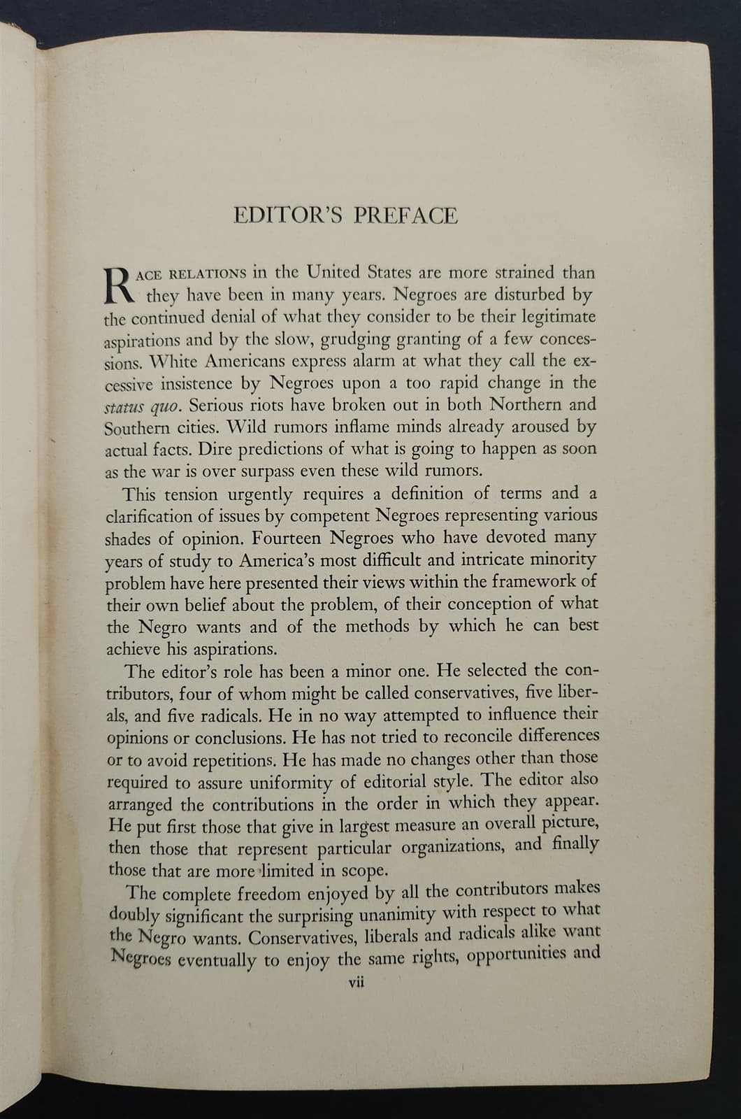 1944 vintage WHAT THE NEGRO WANTS BOOK equality 1st class citizenship 4 freedoms 4