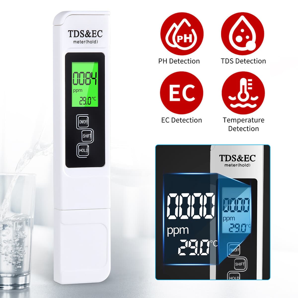 TDS Meter Digital Tester Water Quality Testing Kits for Drinking Water 0-9990ppm 2