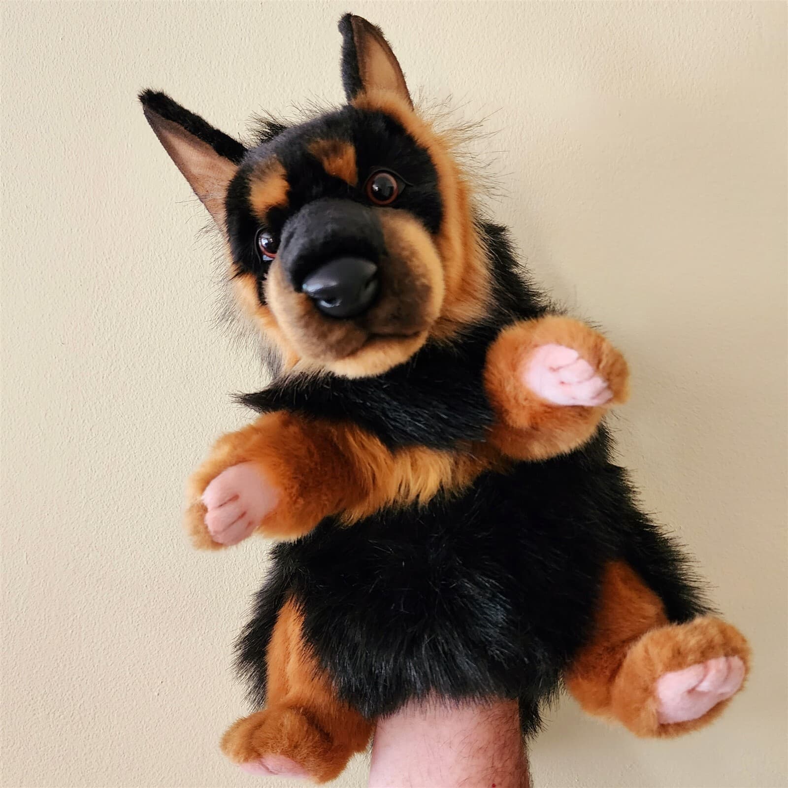German Shepherd Dog Puppet by Hansa True to Life Look Plush Animal Learning Toy