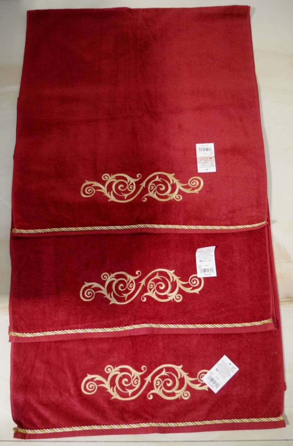 #200 - NWT Avanti Towel Set - 5 PC LOT - Catherine - Gold Embroidery & Rope 2