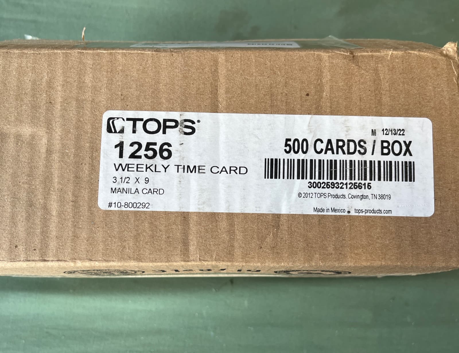TOPS Time Cards, Weekly, 1-Sided, Numbered Days, 3-1/2" x x 9", Manila  6