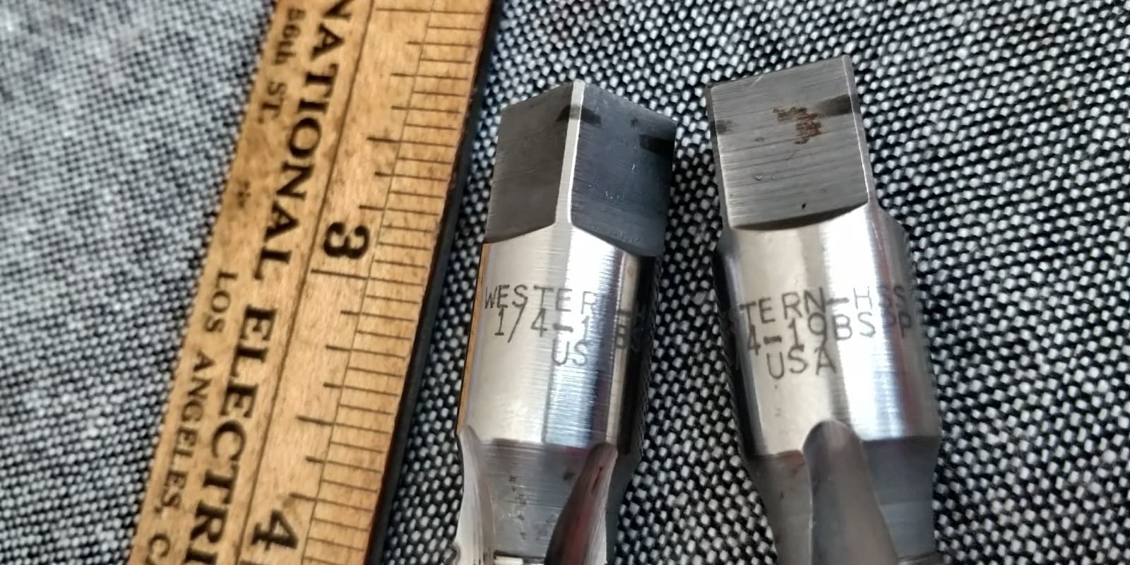 2 pieces WESTERN USA  1/4" - 19 BSPP British Standard Pipe Parallel Tap HSS 3