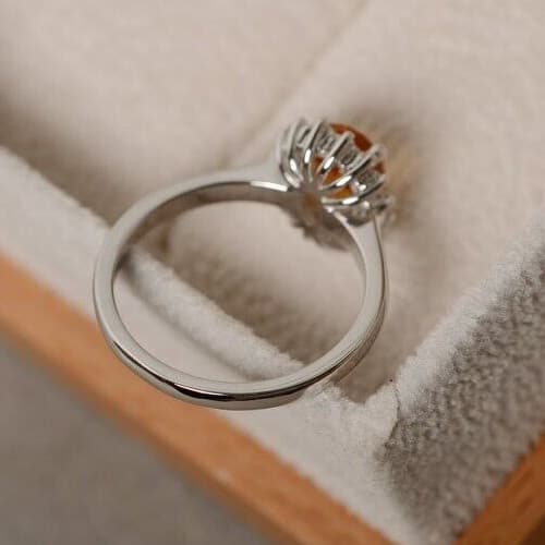 4.00 Ct Certified Oval Shape Natural Orange Diamond Ring VVS1 White Gold Finish 3