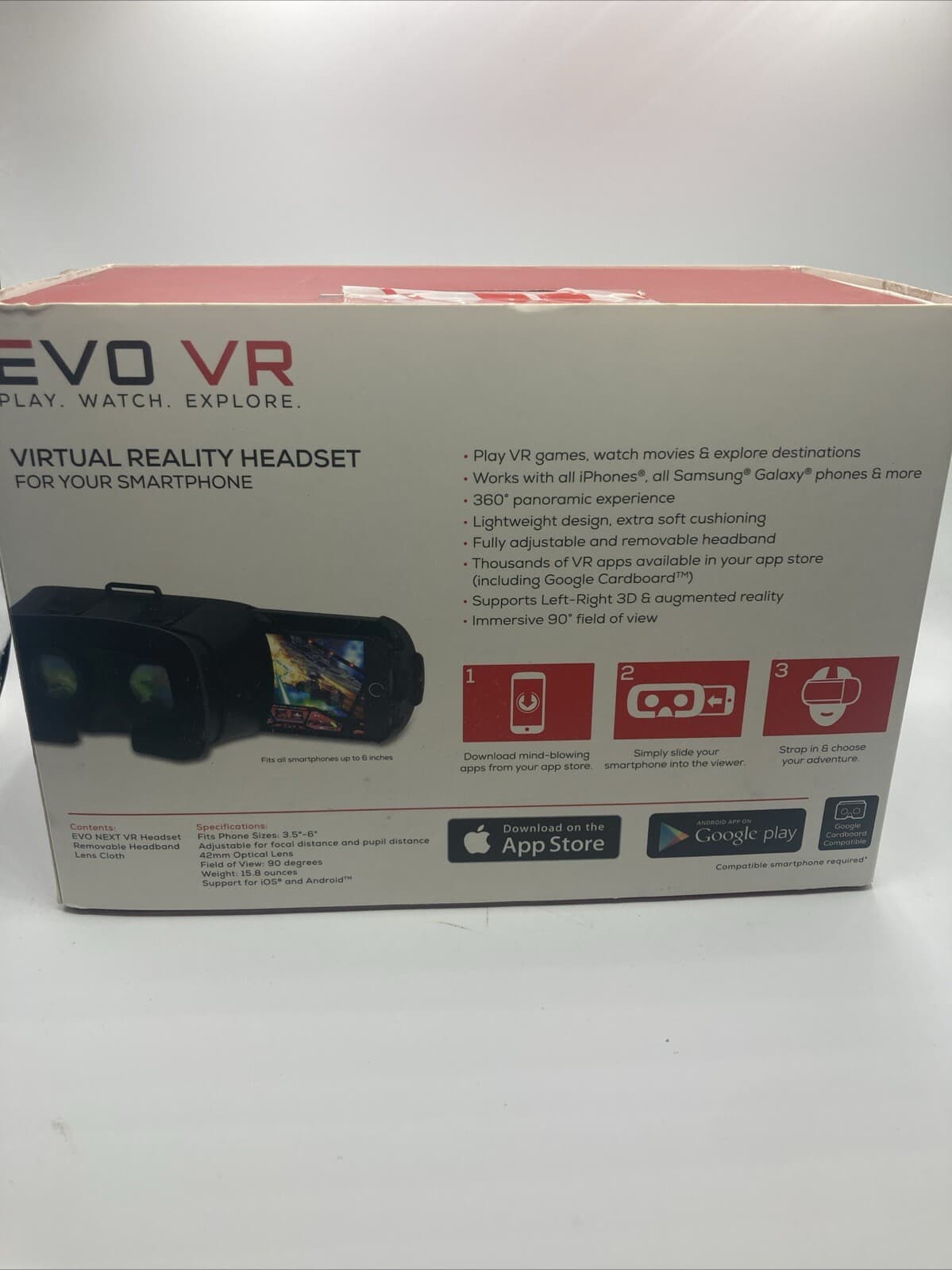 EVO NEXT VR Virtual Reality Headset Smartphone MI-VRH01-101 Android & iPhone NEW 5