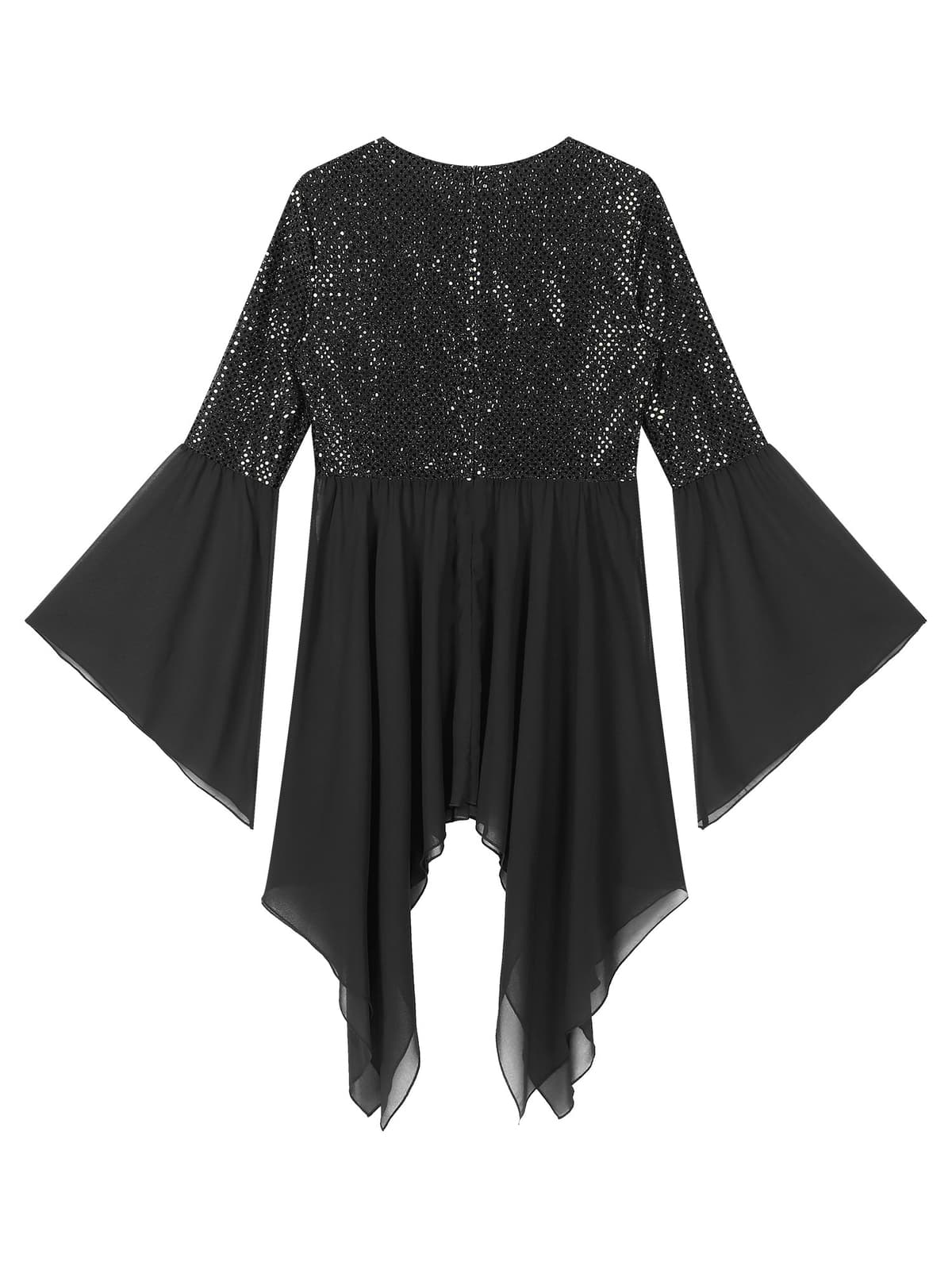 Womens Liturgical Performance Costumes Asymmetrical Round Neck Hem Dress 4